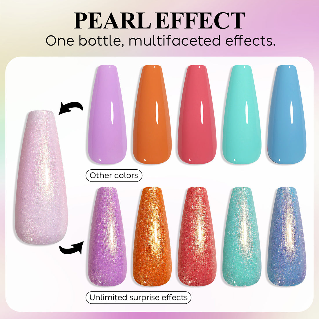 Nicedeco Gel Nail Polish Pearlescent Glitter Gel Top Coat 015