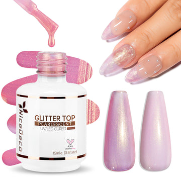 Nicedeco Gel Nail Polish Pearlescent Glitter Gel Top Coat 015