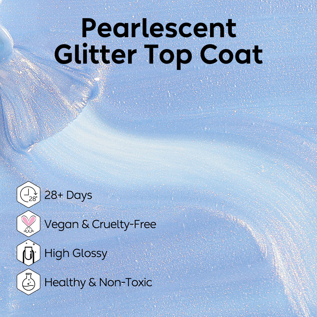 Nicedeco Gel Nail Polish Pearlescent Glitter Gel Top Coat 017