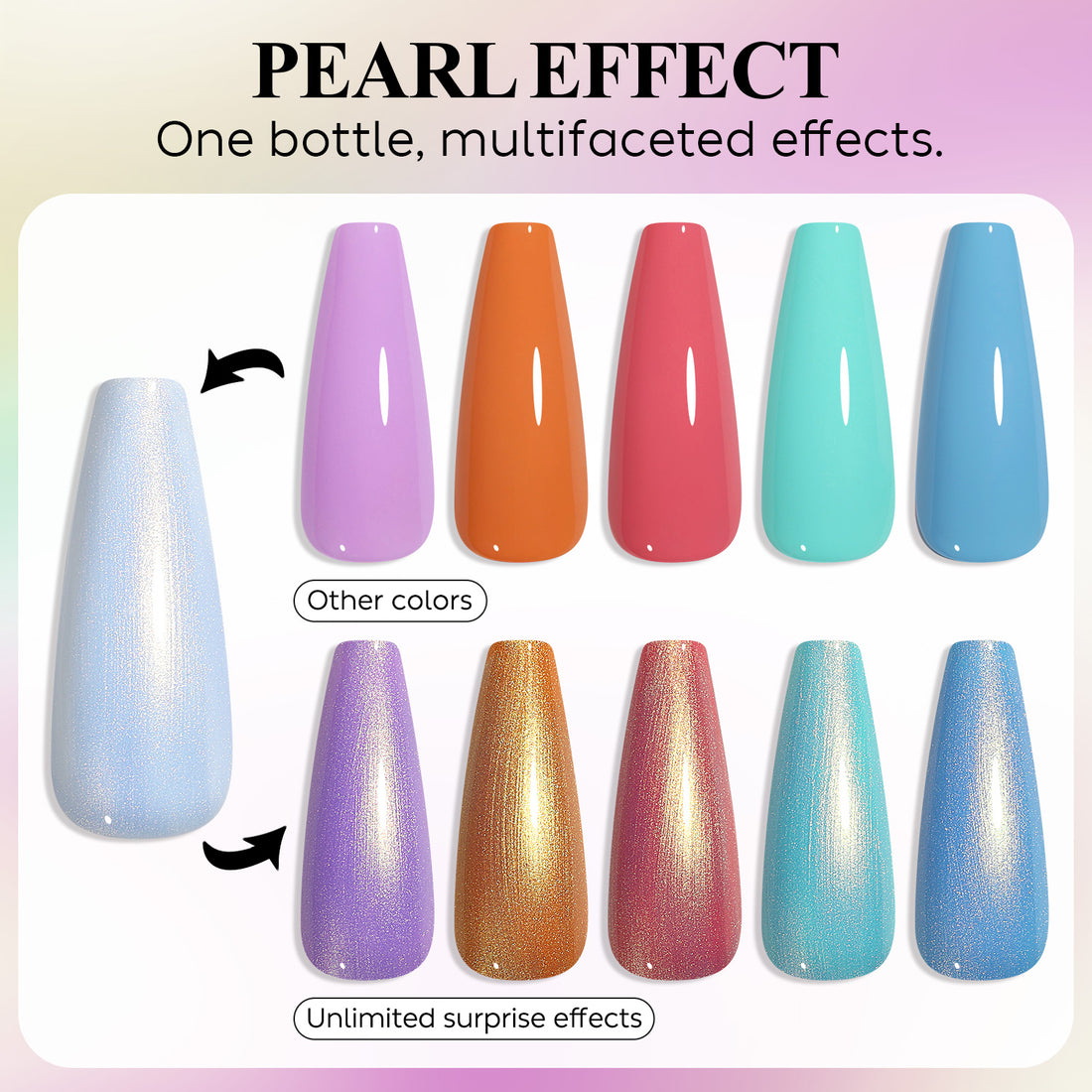 Nicedeco Gel Nail Polish Pearlescent Glitter Gel Top Coat 017