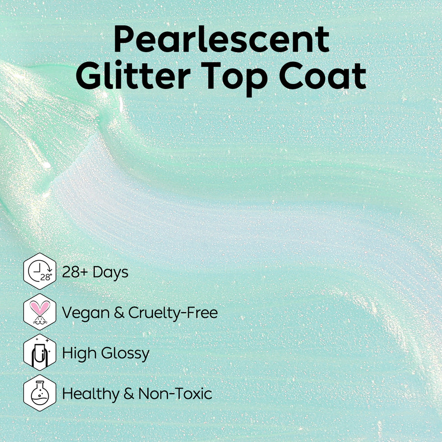 Nicedeco Gel Nail Polish Pearlescent Glitter Gel Top Coat 019