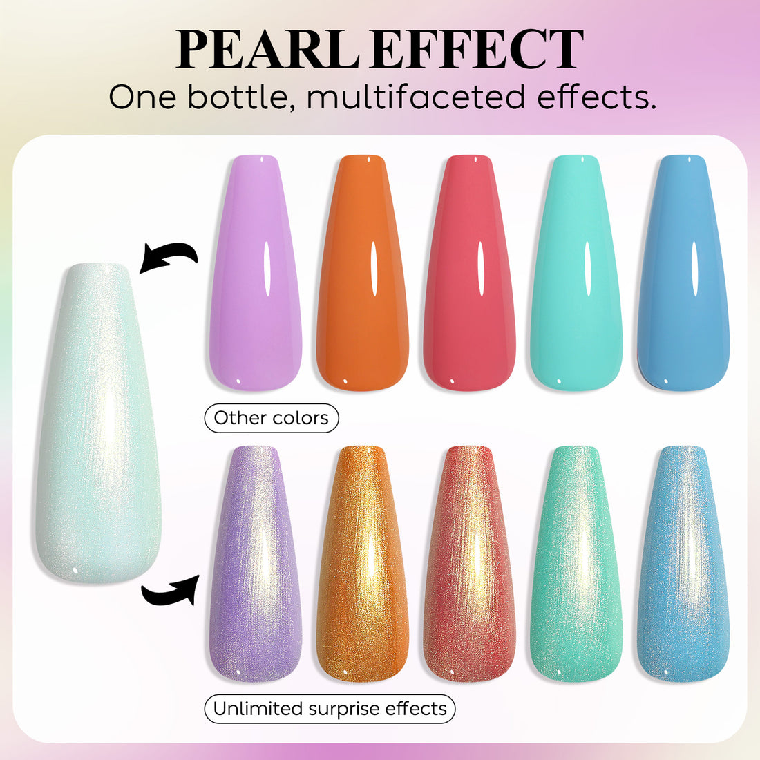 Nicedeco Gel Nail Polish Pearlescent Glitter Gel Top Coat 019