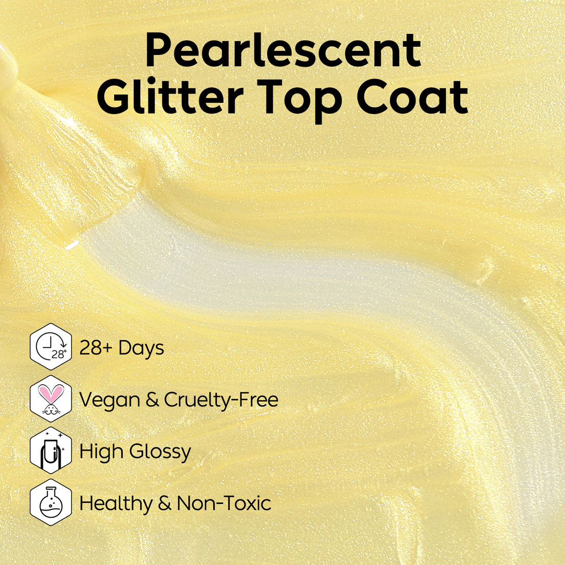 Nicedeco Gel Nail Polish Pearlescent Glitter Gel Top Coat 020