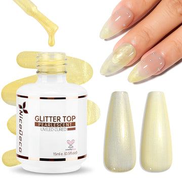 Nicedeco Gel Nail Polish Pearlescent Glitter Gel Top Coat 020