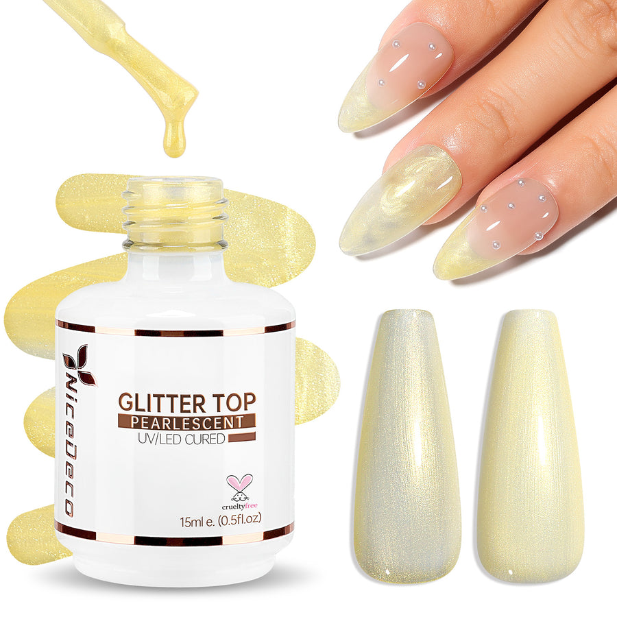 Nicedeco Gel Nail Polish Pearlescent Glitter Gel Top Coat 020