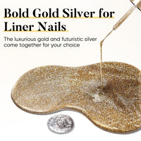Nicedeco Gel Polish Nail Art Liner Gel 2 Colors, Hema Free, Cruelty Free, Vegan, Metallic Nail Design for Chrome French