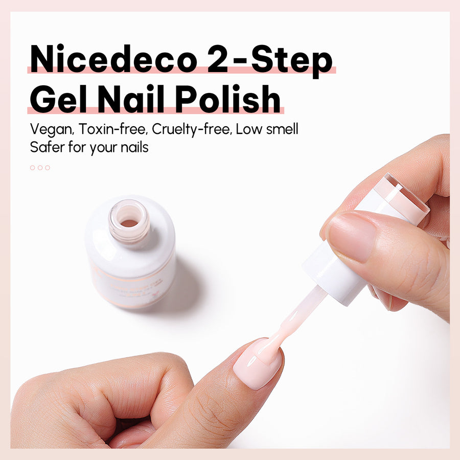 Nicedeco 2-Step Gel Nail Polish, Hema Free, Cruelty Free, High Gloss Long Lasting Soak Off LED U V Gel Polish 6 Pcs 5ml Kit 48