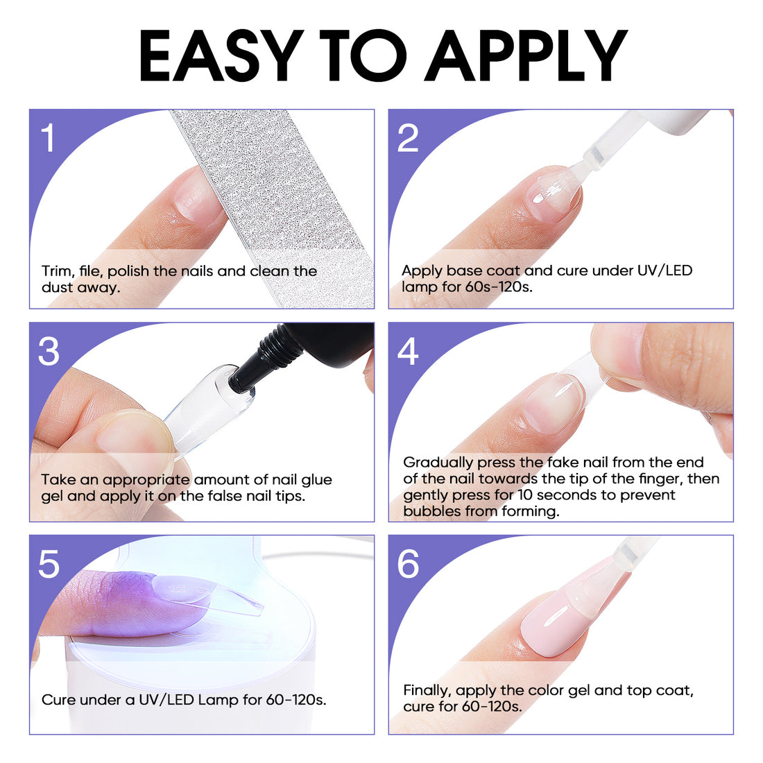 Nicedeco Hema Free Nail Glue Gel for Acrylic Nails Fake Nail Tips 15ML, Cruelty Free, Vegan, Long-Lasting, Led Lamp Required