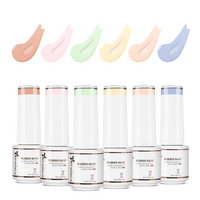 Nicedeco 4 In 1 Rubber Base Gel Set For Nails, Hema Free Sheer Color Gel Nail Polish UV LED,Elastic Rubber Nail Strengthen Enhance Base Coat 6pcs x 5ml-Kit 62