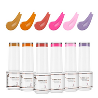 Nicedeco 4 In 1 Rubber Base Gel Set For Nails, Hema Free Sheer Color Gel Nail Polish UV LED,Elastic Rubber Nail Strengthen Enhance Base Coat 6pcs x 5ml-Kit 66