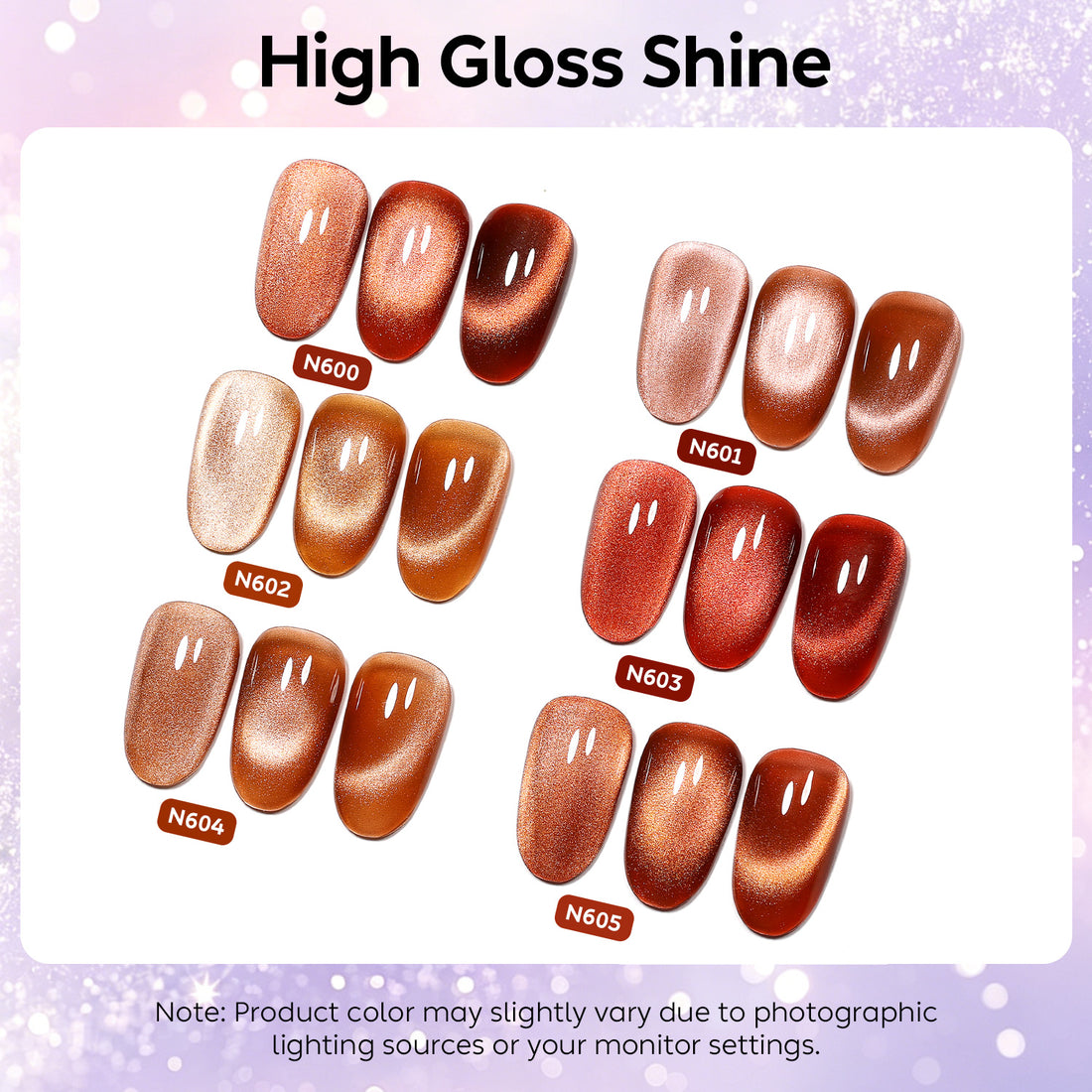 Nicedeco Fine Magnetic Cat Eye Gel Nail Polish Set, 6 Colors 5ML Holographic UV LED Glitter Red Brown Soak off Nail Polish with Magnet Nail Art DIY Salon For Women Kit 6-68