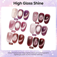 Nicedeco Fine Magnetic Cat Eye Gel Nail Polish Set, 6 Colors 5ML Holographic UV LED Glitter Purple Soak off Nail Polish with Magnet Nail Art DIY Salon For Women Kit 6-69