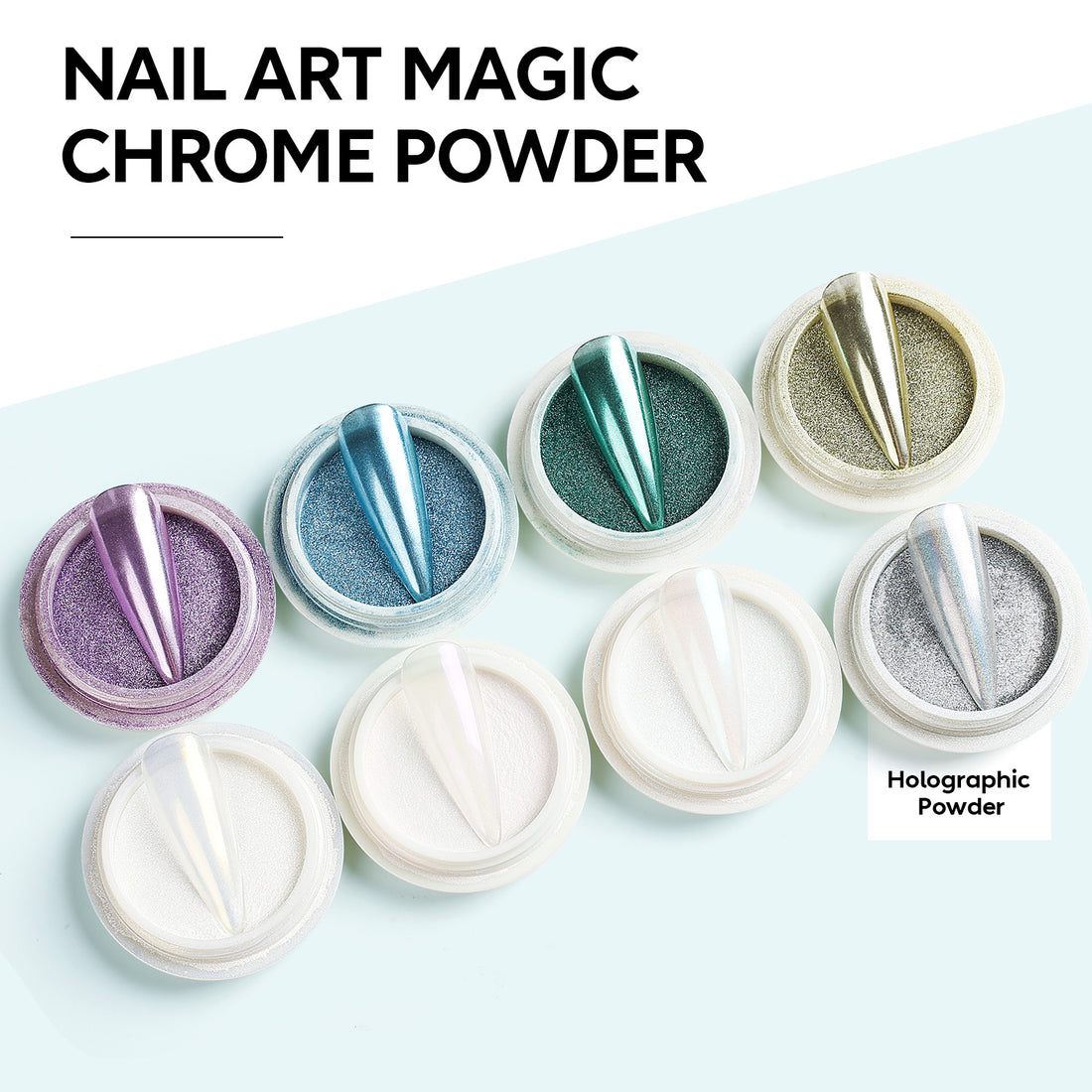 Nicedeco Chrome Nail Powder voor gelnagels, dierproefvrij, veganistisch, 8 potjes Metallic Mirror Effect Aurora Pigment Parelmoer Zeemeermin Glitter Manicure voor Nail Art Design Cadeaus 