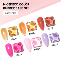 Nicedeco 4 In 1 Rubber Base Gel Set For Nails, Hema Free Sheer Color Gel Nail Polish UV LED,Elastic Rubber Nail Strengthen Enhance Base Coat 6pcs x 5ml-Kit 66