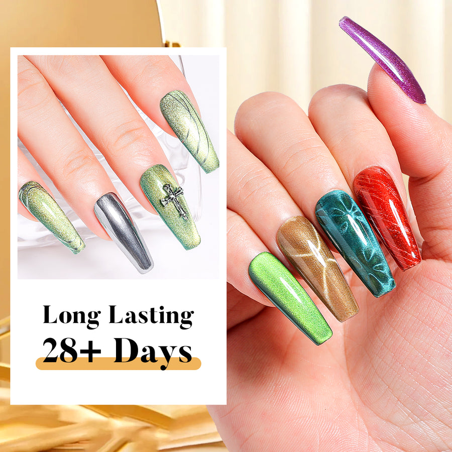 Nicedeco Cat Eye Gel Nail Polish, Hema Free, Cruelty Free, Vegan, High Gloss Long Lasting Soak Off LED U V Gel 12 Colors Kit 11