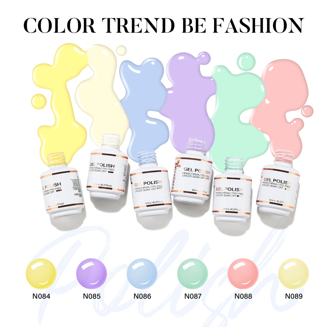 6-1 NiceDeco 6 Colors HEMA-Free Gel Nail Polish Set - 8ml Each, Soak Off Under UV/LED Lamp, Non-Toxic, Long Lasting Professional Nail Art Kit for Home or Salon Use