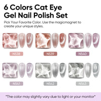 Nicedeco 6PCS 5ml Glassy Transparent Pink Magnetic Cat Eye Gel Polish Kit of with Magnet – Glossy Crystal Liquid Effect, Reflective Translucent Jelly UV Nail Polish, Long Lasting for Salon & DIY56