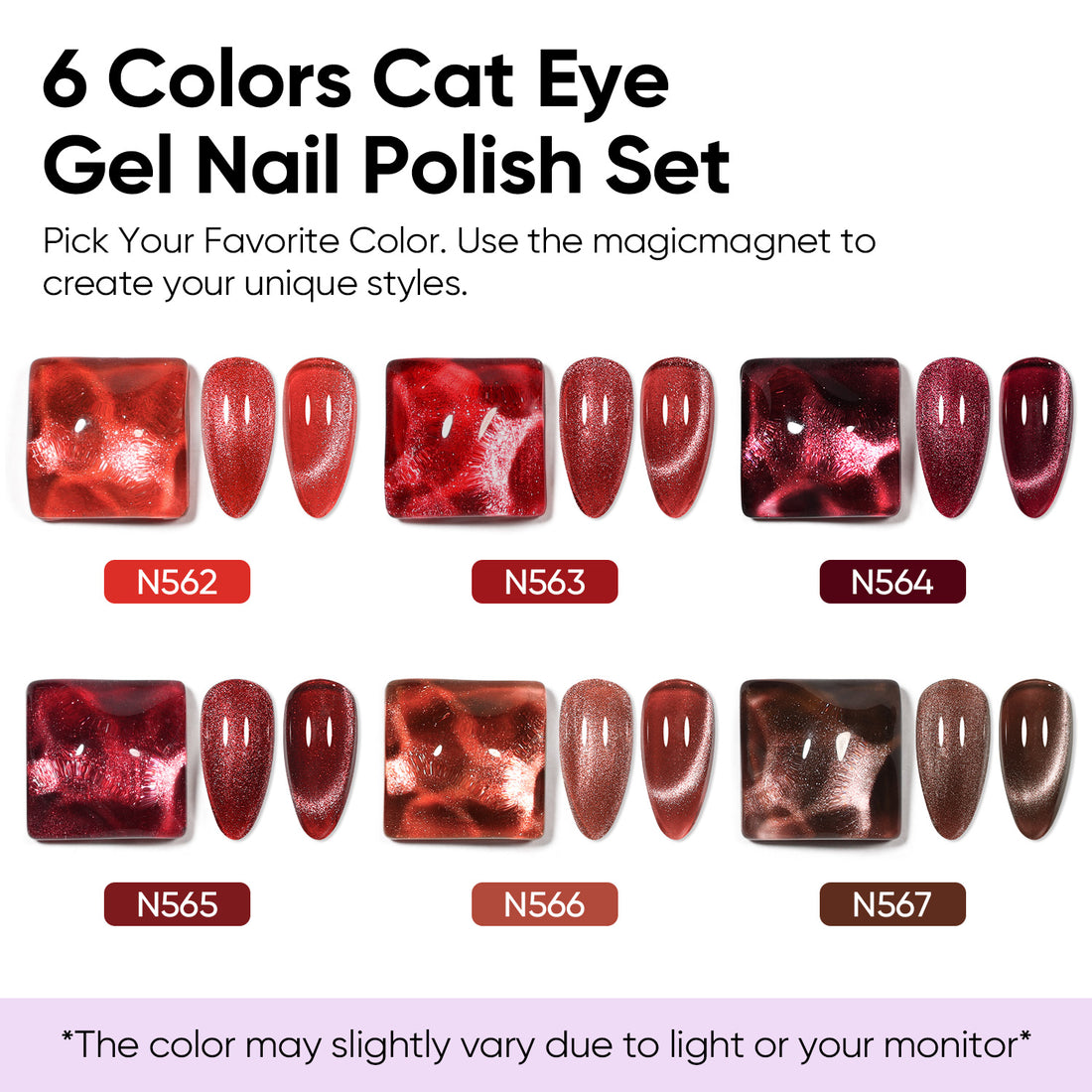 Nicedeco 6PCS 5ml Transparent Magnetic Cat Eye Gel Polish Kit with Magnet – Glossy Crystal Liquid Effect, Reflective Translucent Jelly UV Nail Polish, Long Lasting for Salon & DIY60
