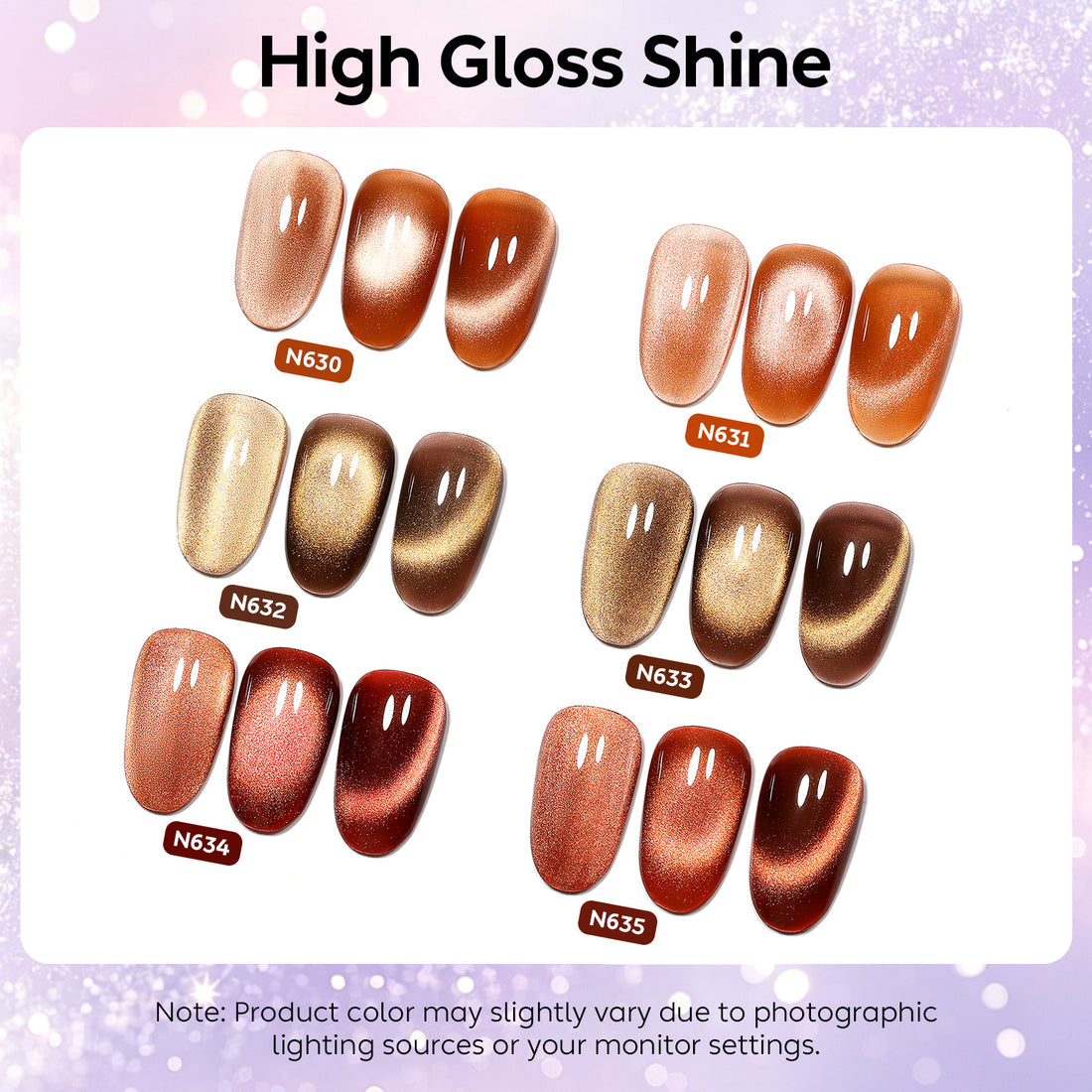 Nicedeco Fine Magnetic Cat Eye Gel Nail Polish Set, 6 Colors 5ML Holographic UV LED Glitter Red Brown Taupe Soak off Nail Polish with Magnet Nail Art DIY Salon For Women Kit 6-73