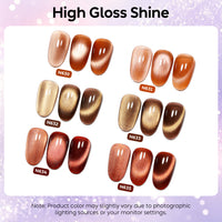 Nicedeco Fine Magnetic Cat Eye Gel Nail Polish Set, 6 Colors 5ML Holographic UV LED Glitter Red Brown Taupe Soak off Nail Polish with Magnet Nail Art DIY Salon For Women Kit 6-73