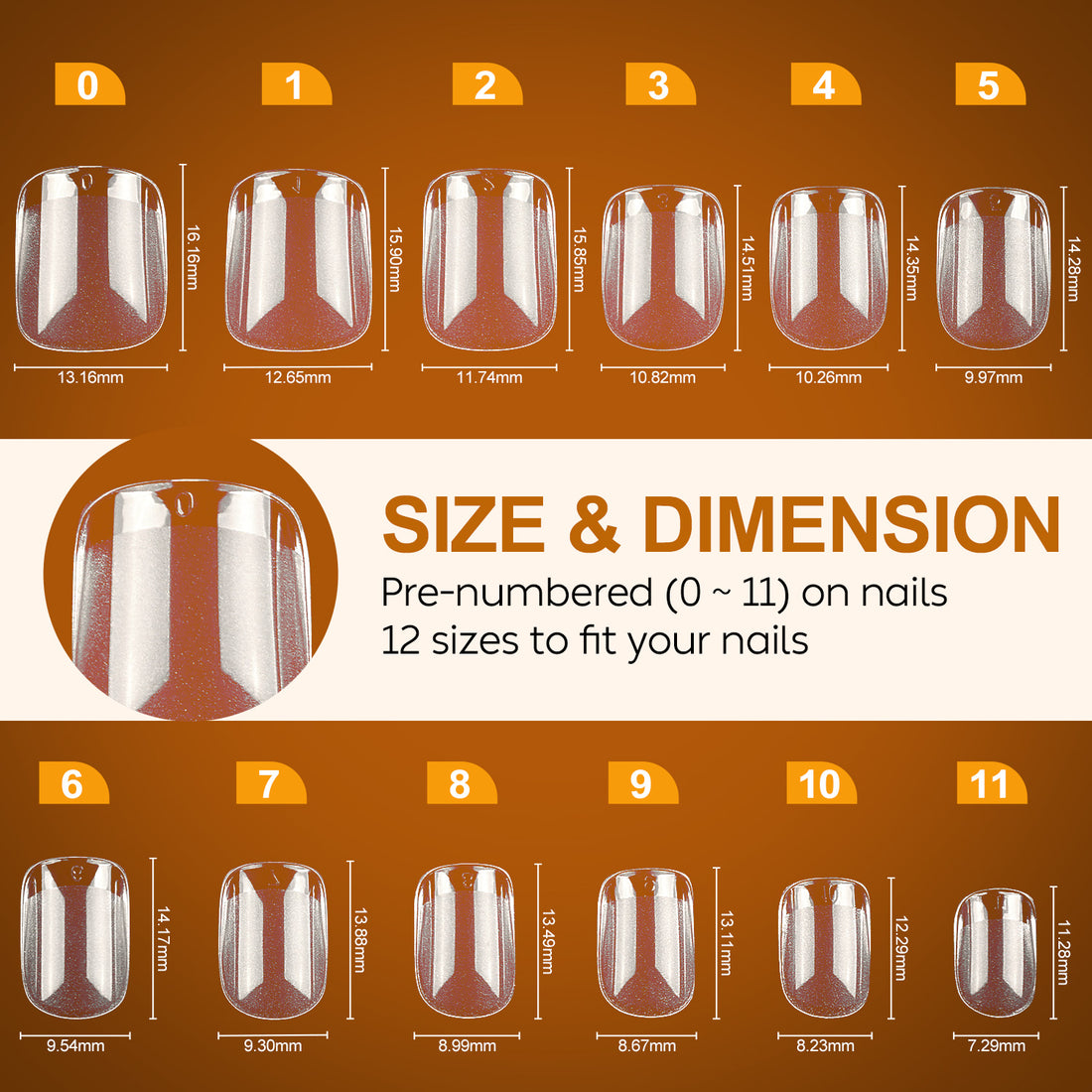 Nicedeco Gel Nail Tips Short Square Shape Nails, 504Pcs Pre Shaped Soft Tips Full Cover False Nails for Gel Nail Extensions Press on Nails - 011