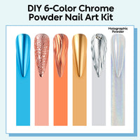 Nicedeco Chrome Nail Powder for Gel Nails, Cruelty Free, Vegan, 6 Jars Metallic Mirror Effect Pigment Nail Glitter Manicure for Nail Art Design Gifts