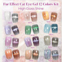 Nicedeco Fur Effect Cat Eye Gel Nail Polish Set, 12 Colors 5ML Holographic UV LED Glitter Soak off Nail Polish with Magnet Nail Art DIY Salon For Women Kit 12-19