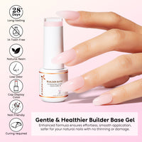 Nicedeco 8 in 1 Builder Base Strengthening Gel, 6x5ml UV/LED Clear Building Nail Gel in a Bottle,for Nails Tips & Extensions, Gel Polish Nail Repair Nail Strengthen NSET6-76