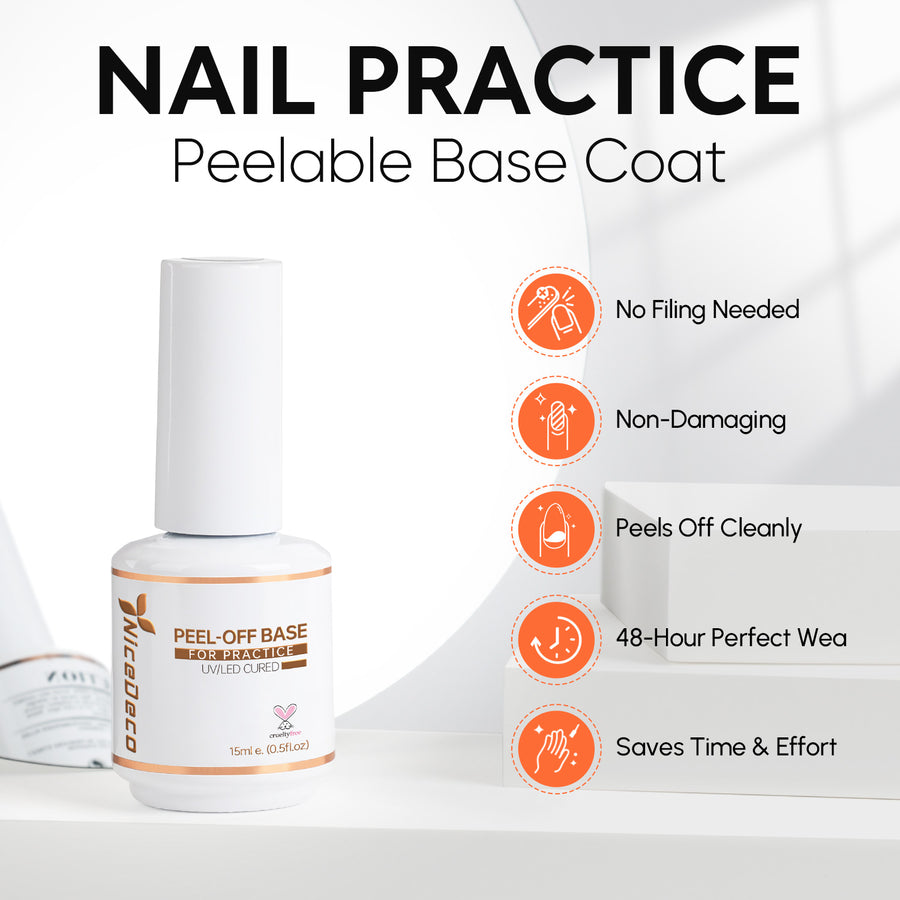 Nicedeco Hema-Free Peel Off Gel Base Coat - Easy Removal, No Soaking or Filing Required