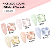Nicedeco 4 In 1 Rubber Base Gel Set For Nails, Hema Free Sheer Color Gel Nail Polish UV LED,Elastic Rubber Nail Strengthen Enhance Base Coat 6pcs x 5ml-Kit 62