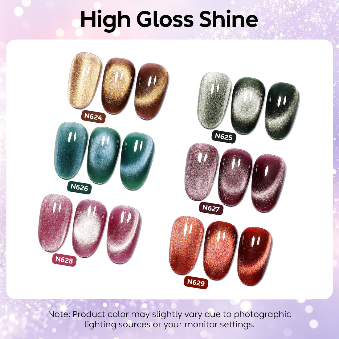 Nicedeco Fine Magnetic Cat Eye Gel Nail Polish Set, 6 Colors 5ML Holographic UV LED Glitter Blue Purple Red Taupe Soak off Nail Polish with Magnet Nail Art DIY Salon For Women Kit 6-72