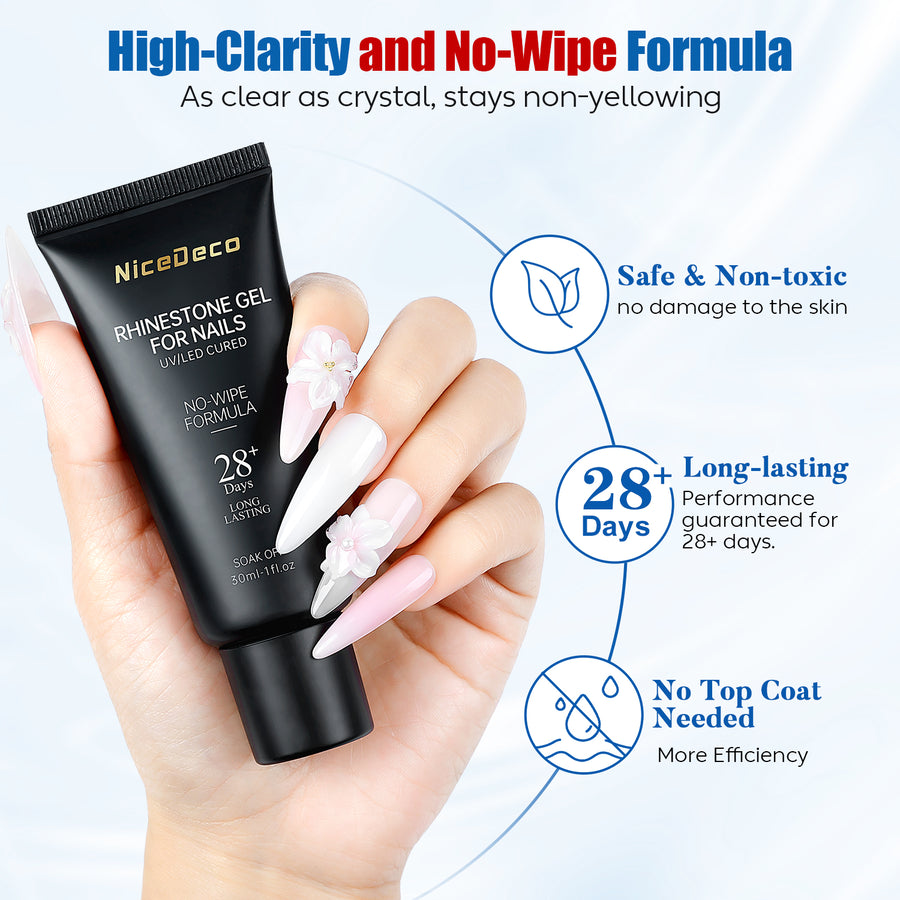 Nicedeco No Wipe Rhinestone Glue for Nails 30ml