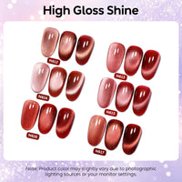 Nicedeco Fine Magnetic Cat Eye Gel Nail Polish Set, 6 Colors 5ML Holographic UV LED Glitter Red Brown Magenta Soak off Nail Polish with Magnet Nail Art DIY Salon For Women Kit 6-70