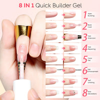 Nicedeco 8 in 1 Glitter Builder Base Strengthening Gel Set 6x5ml Nude Pink686