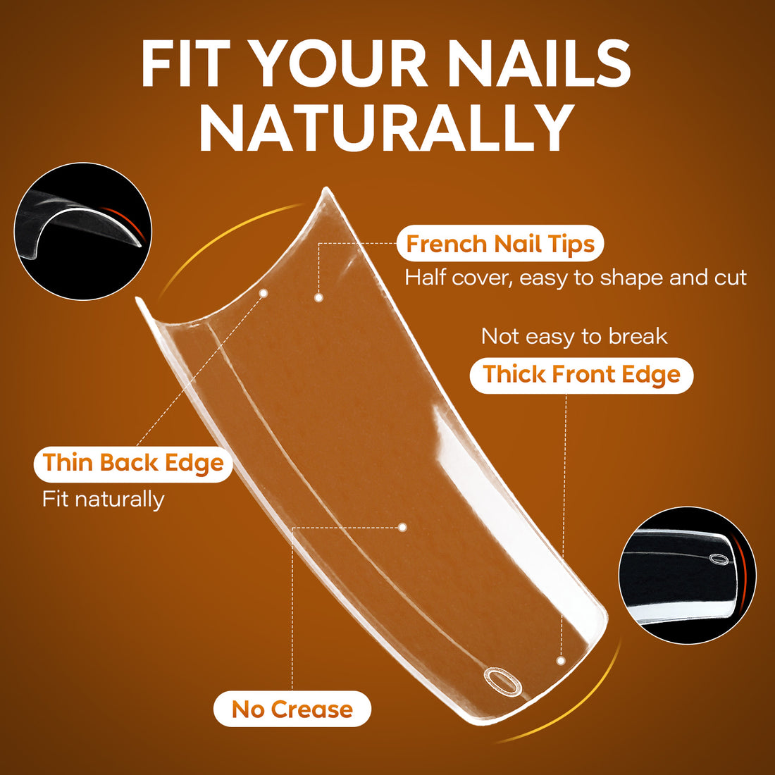 Nicedeco French Nail Tips for Gel Extensions, 550pcs 11 Sizes Half Cover False Nail Tips Fake Nails Press on Nails Acrylic Nail Tips - 019