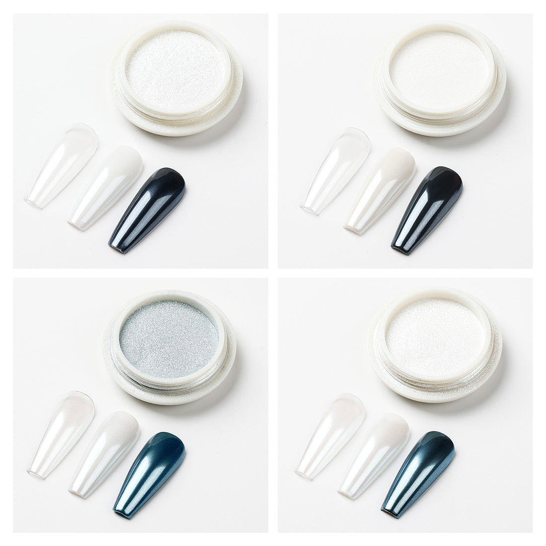 Nicedeco Pearl Nail Powder for Gel Nails, Cruelty Free, Vegan, 4 Jars Aurora Powder Mirror Effect Nail Glitter Manicure Pearlescent Mermaid Pigment for Nail Art Design Gifts