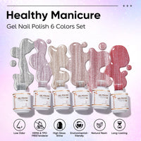 Nicedeco 6PCS 5ml Transparent Pink Magnetic Cat Eye Gel Polish Kit with Magnet – Glossy Crystal Liquid Effect, Reflective Translucent Jelly UV Nail Polish, Long Lasting for Salon & DIY57