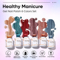 Nicedeco 6PCS 5ml Glassy Transparent Brown Magnetic Cat Eye Gel Polish Kit with Magnet – Glossy Crystal Liquid Effect, Reflective Translucent Jelly UV Nail Polish, Long Lasting for Salon & DIY58