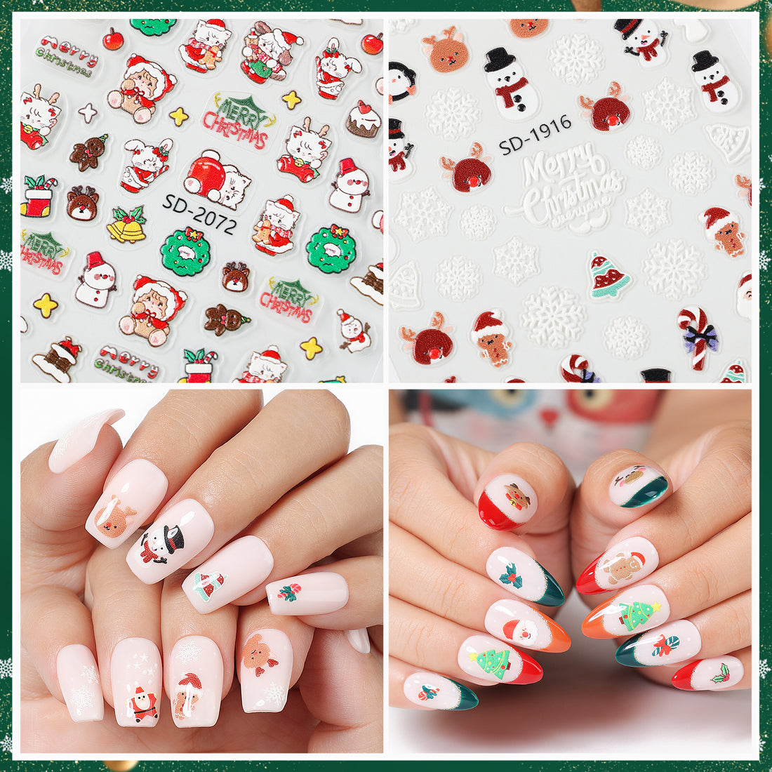 Nicedeco 15 Sheets Christmas Nail Art Stickers 005
