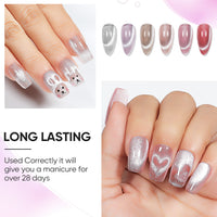Nicedeco 6PCS 5ml Transparent Pink Magnetic Cat Eye Gel Polish Kit with Magnet – Glossy Crystal Liquid Effect, Reflective Translucent Jelly UV Nail Polish, Long Lasting for Salon & DIY57