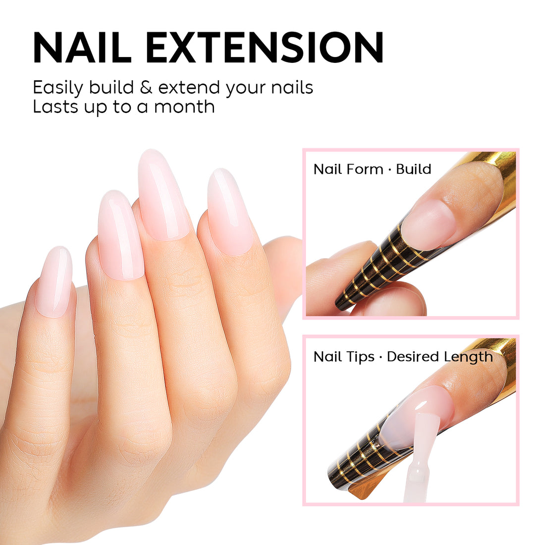 Nicedeco 8 in 1 Builder Base Strengthening Gel, 6x5ml UV/LED Clear Building Nail Gel in a Bottle,for Nails Tips & Extensions, Gel Polish Nail Repair Nail Strengthen NSET6-76