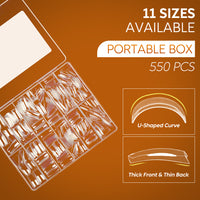 Nicedeco French Nail Tips for Gel Extensions, 550pcs 11 Sizes Half Cover False Nail Tips Fake Nails Press on Nails Acrylic Nail Tips - 019