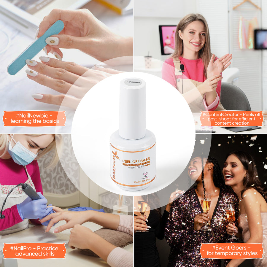 Nicedeco Hema-Free Peel Off Gel Base Coat - Easy Removal, No Soaking or Filing Required