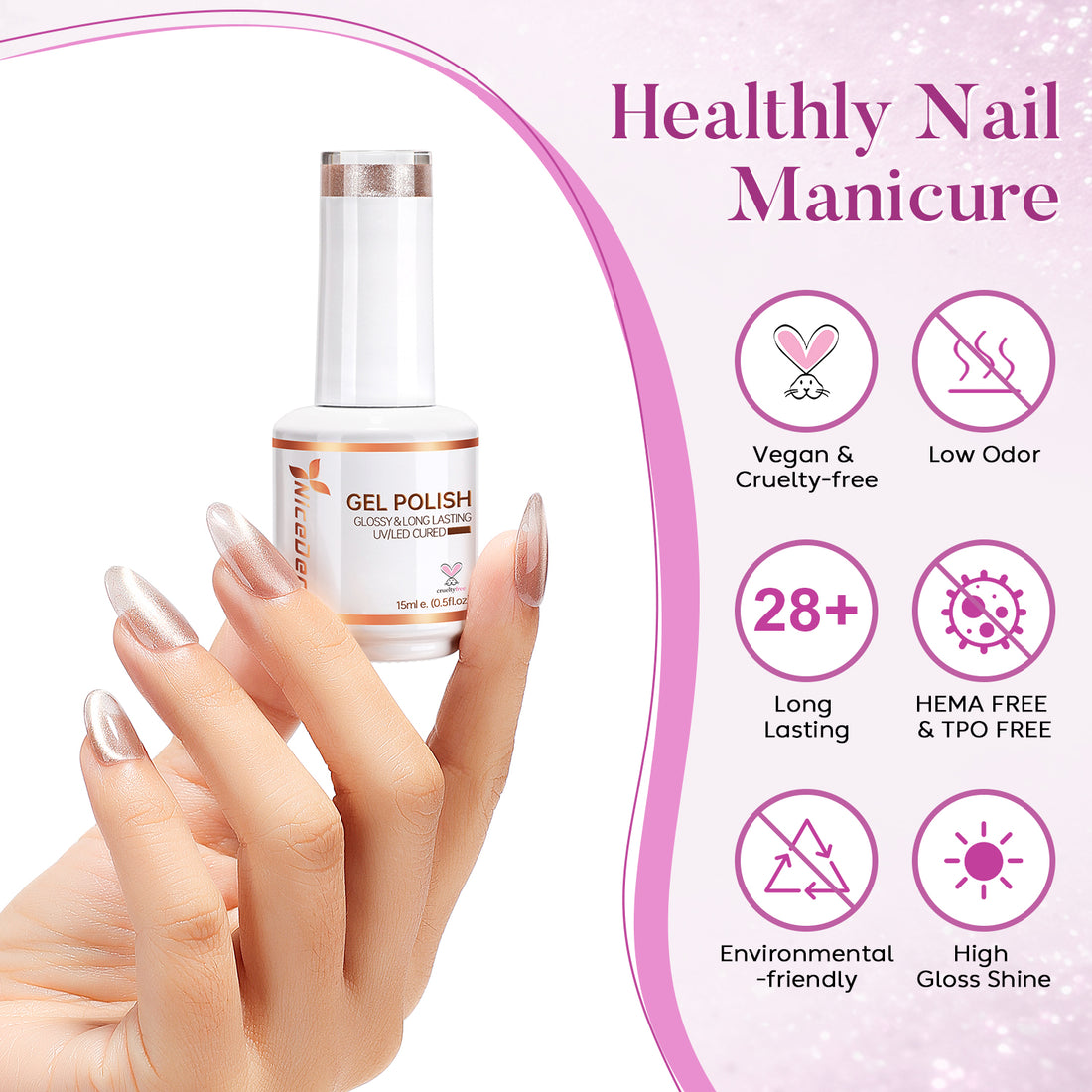 Nicedeco Fur Effect Cat Eye Gel Nail Polish Set, 6 Colors 5ML Holographic UV LED Glitter Soak off Nail Polish with Magnet Nail Art DIY Salon For Women Kit 6-82