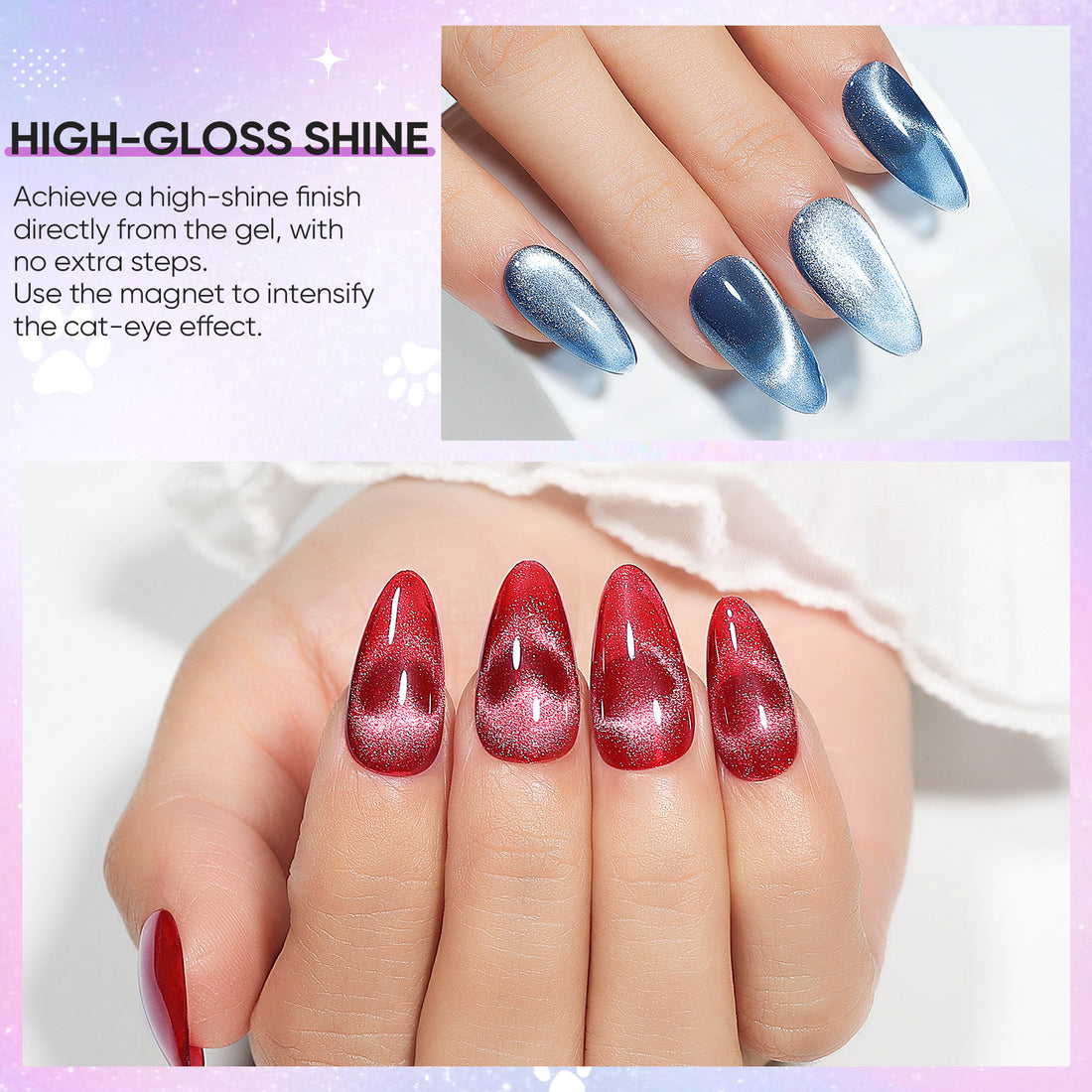 Nicedeco 6PCS 5ml Glassy Transparent Brown Magnetic Cat Eye Gel Polish Kit with Magnet – Glossy Crystal Liquid Effect, Reflective Translucent Jelly UV Nail Polish, Long Lasting for Salon & DIY58