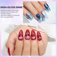 Nicedeco 6PCS 5ml Glassy Transparent Brown Magnetic Cat Eye Gel Polish Kit with Magnet – Glossy Crystal Liquid Effect, Reflective Translucent Jelly UV Nail Polish, Long Lasting for Salon & DIY58