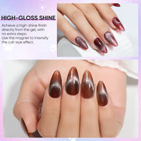 Nicedeco 6PCS 5ml Glitter Shimmer Transparent Magnetic Cat Eye Gel Polish Kit with Magnet – Glossy Crystal Liquid Effect, Reflective Translucent Jelly UV Nail Polish, Long Lasting for Salon & DIY59