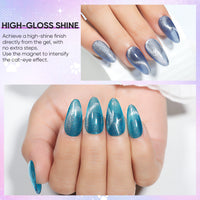 Nicedeco 6PCS 5ml Transparent Magnetic Cat Eye Gel Polish Kit with Magnet – Glossy Crystal Liquid Effect, Reflective Translucent Jelly UV Nail Polish, Long Lasting for Salon & DIY61