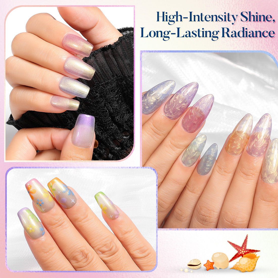 Nicedeco Gel Nail Polish Pearlescent Glitter Gel Top Coat 011