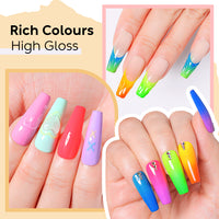 Nicedeco Gel Nail Polish Nail 12 Colors, Hema Free, Cruelty Free, Vegan, Neon Pink Yellow Blue U V Gel Manicure DIY Home for Women Girls Kit 6